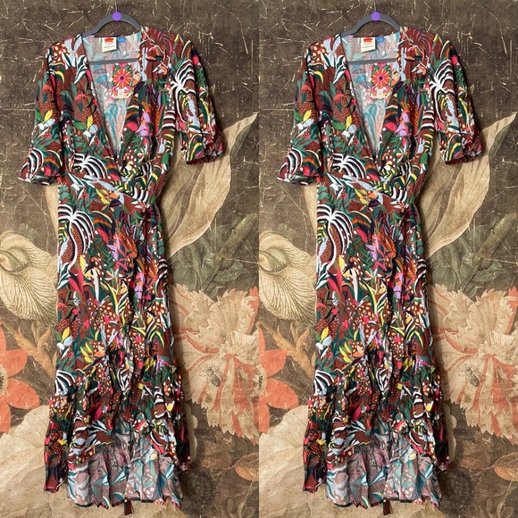 Farm Rio Fiesta Wrap Maxi Dress 